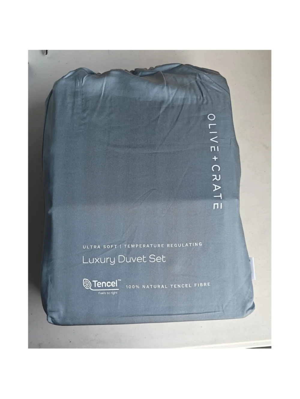 OliveCrate CALI KING Luxury Duvet Cover Set - Basalt Blue TENCEL Soft Bedding